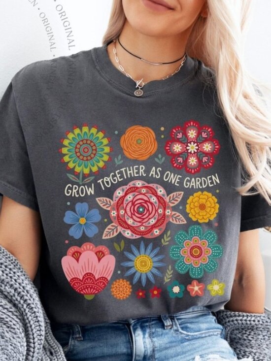 Other - Grow Together Floral Teacher Shirt, Teacher Shirt